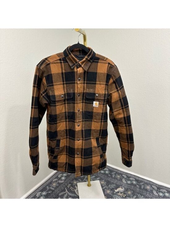 Carhartt Other - Carhartt TJ4452-M Relaxed Fit Flannel Sherpa Lined Shirt Jacket Plaid Mens Small